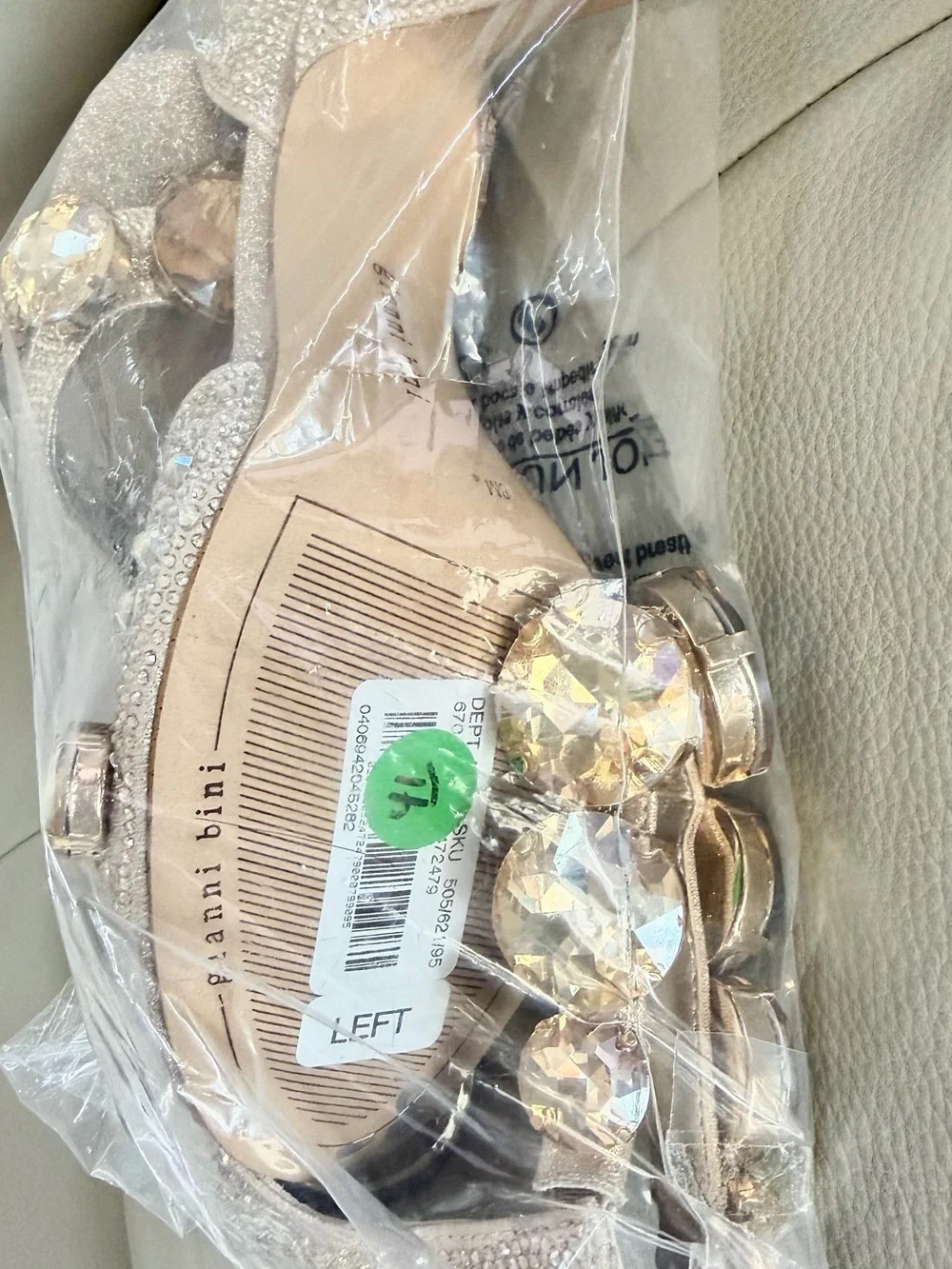 Gianni Bini Gold Oakland Crystal Ankle-Strap Stiletto Sandals - Picture 4 of 5